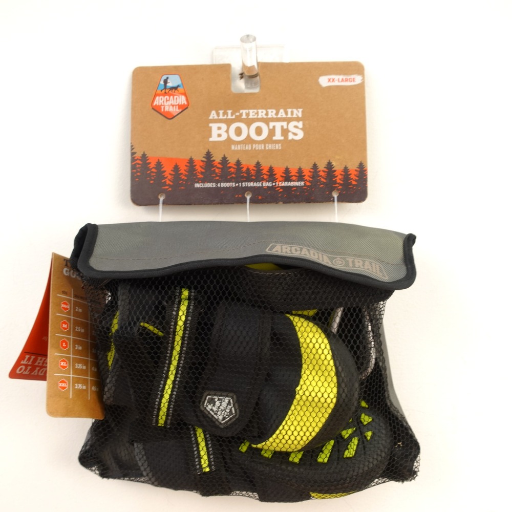 Arcadia Trail Dog Boots XXL Black Yellow All Terrain Reflective Outdoor Booties